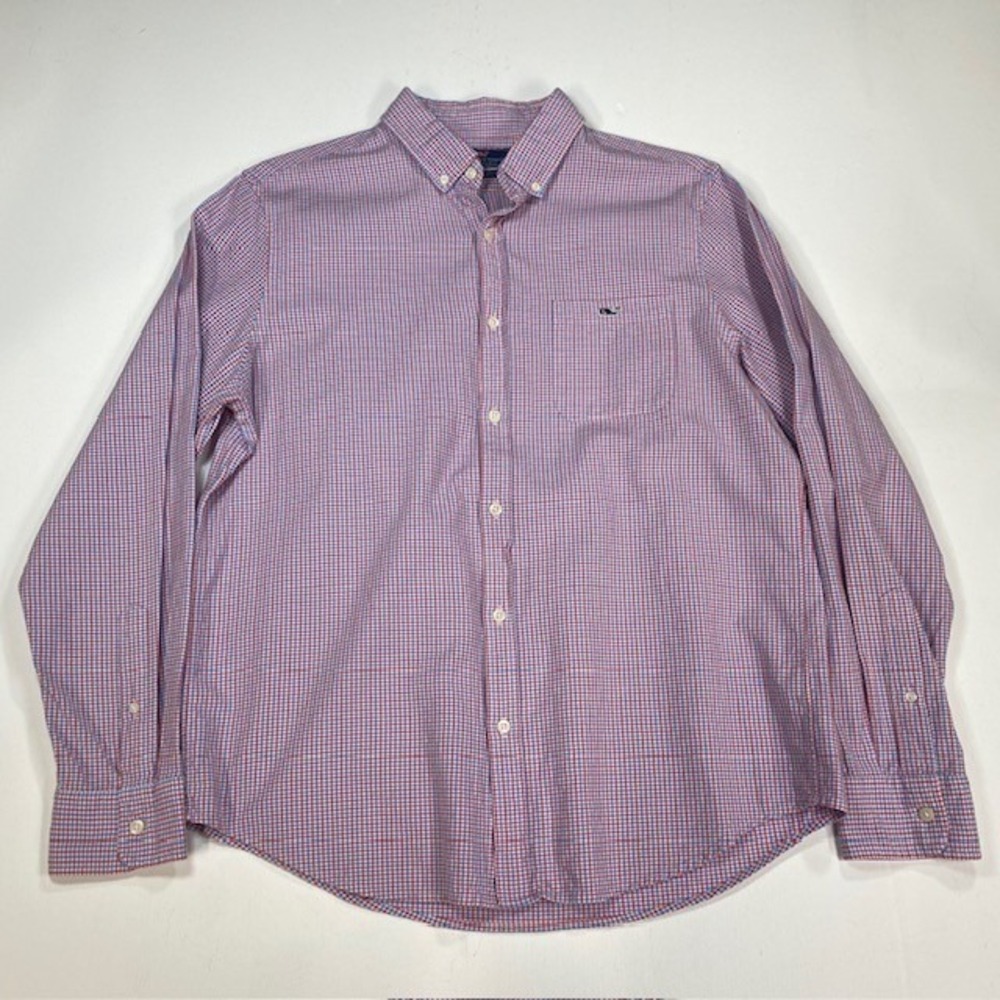 Vineyard Vines‎ Slim Fit Tucker Shirt Mens Large Red Blue Gingham Button Down